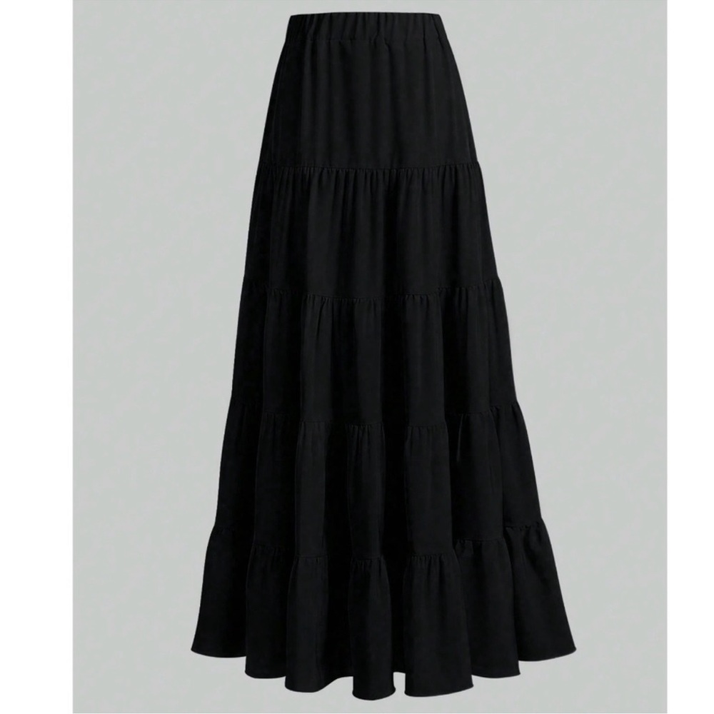 Boho Solid High Waist Stretchy Waist Maxi Skirt XL - Picture 2 of 2